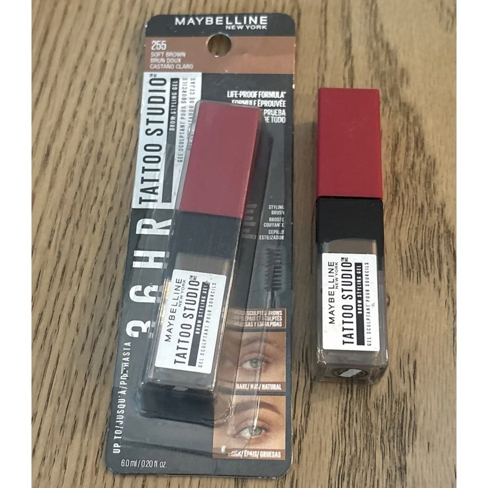 Maybelline ~ Lot of 2 ~ Tattoo Studio Brow Styling Gel ~ 255 Soft Brown